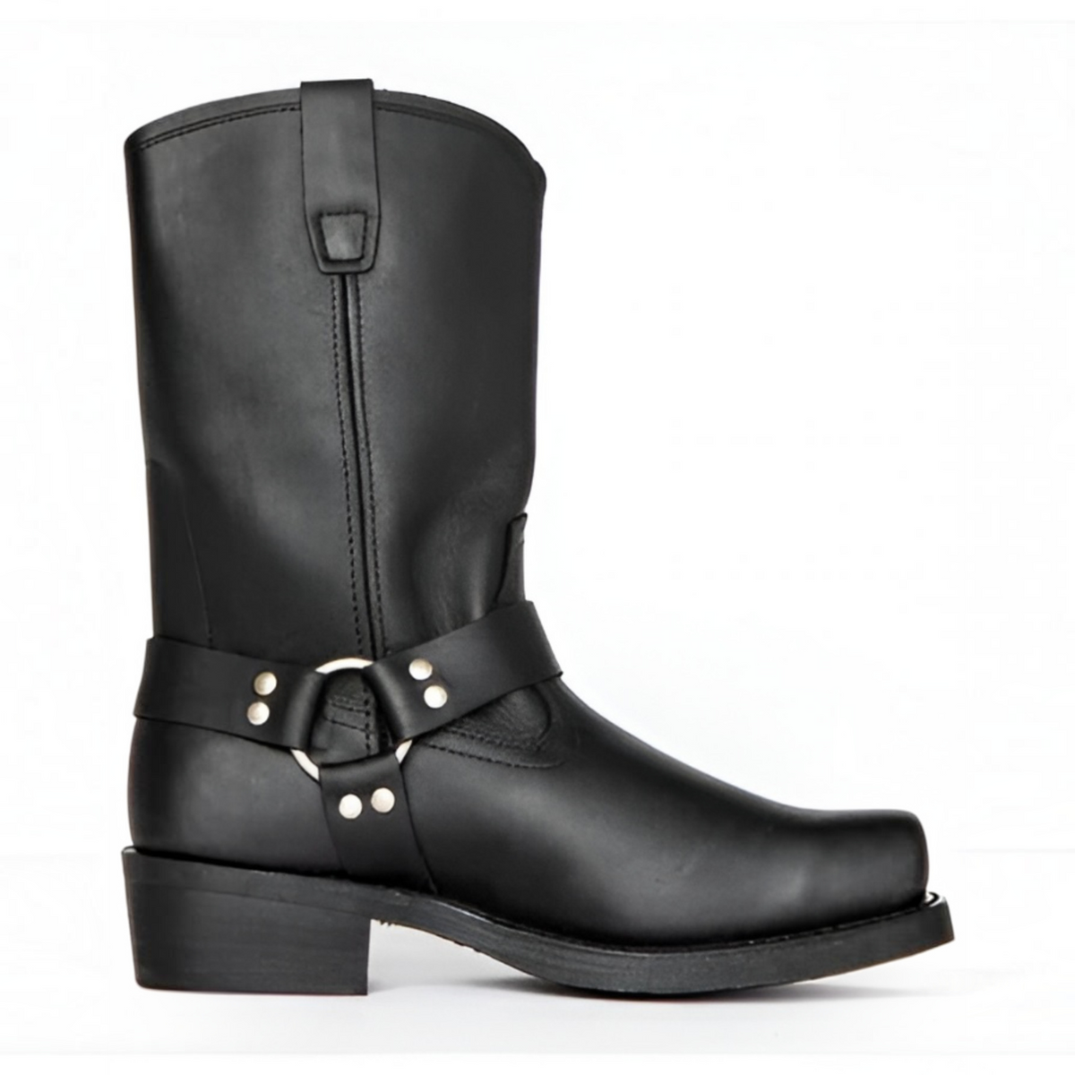 Slip On Harness Boots with Adjustable Strap and Double Stitched Construction, 11 Inch Shaft