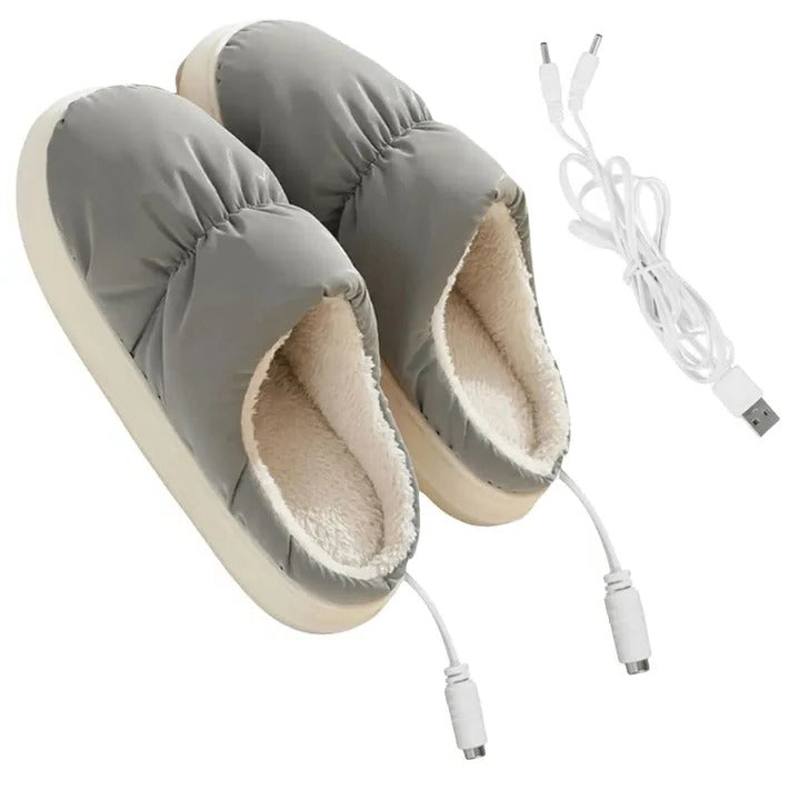 USB Heated Slippers with Plush Lining and Temperature Control for Indoor Wear