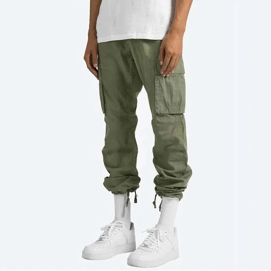 Mens Straight Fit Cargo Pants with Multiple Pockets and Secure Closures