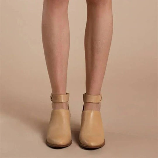 Womens Cutout Heeled Ankle Boots