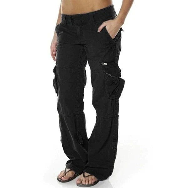 Women's Cargo Pants with Multiple Pockets and Stretch Fabric