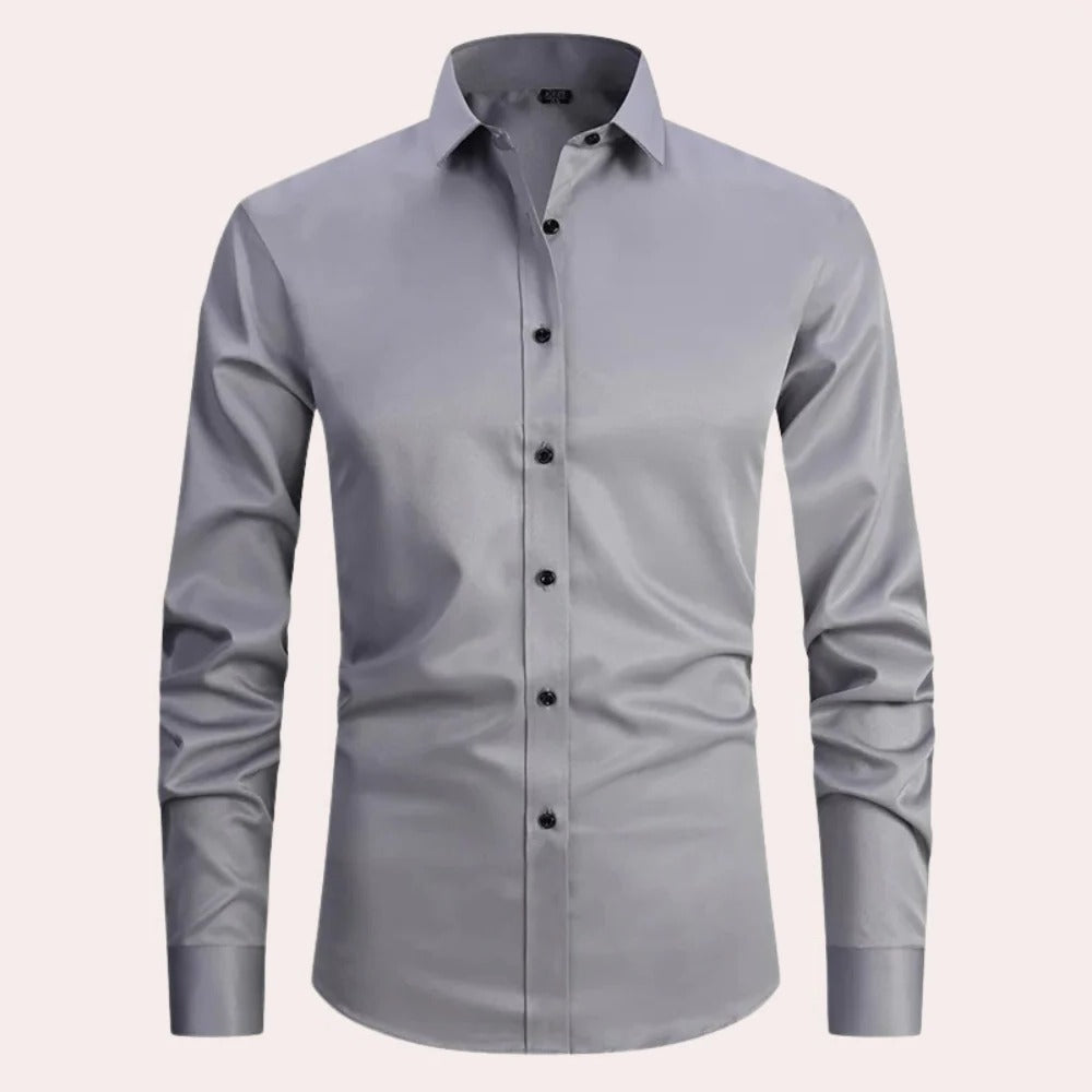 Men's Stretch Shirt with Breathable Fabric and Formal Casual Versatility