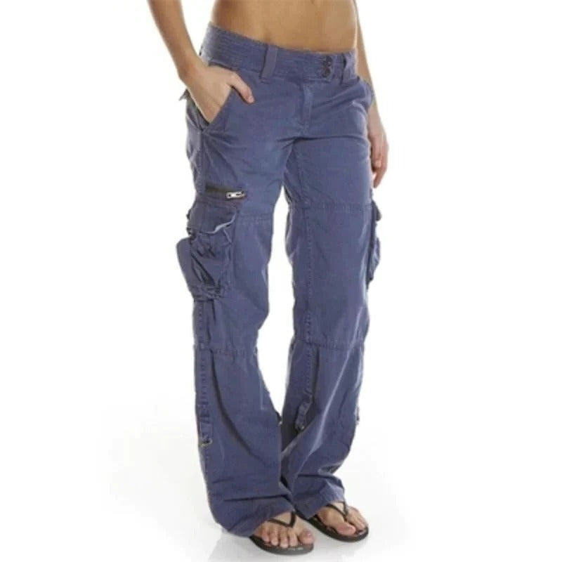 Women's Cargo Pants with Multiple Pockets and Stretch Fabric