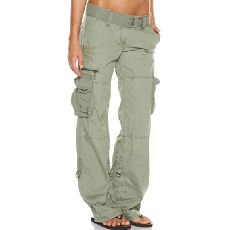Women's Cargo Pants with Multiple Pockets and Stretch Fabric