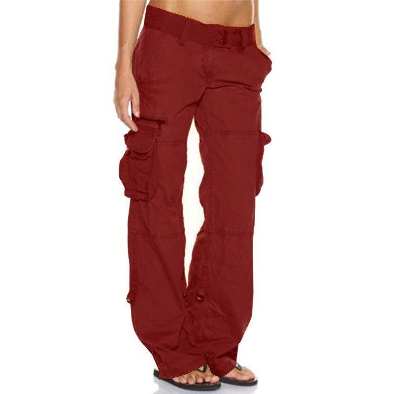 Women's Cargo Pants with Multiple Pockets and Stretch Fabric