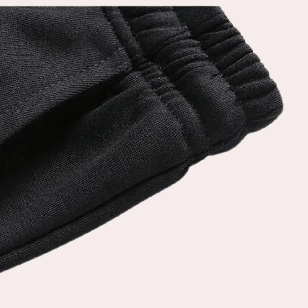 Men's Tracksuit with Standup Collar and Elasticated Cuffs, Full Length Black