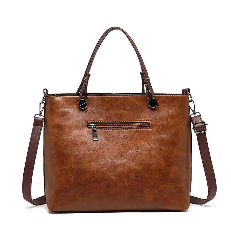 Zippered Handbag with Multiple Pockets and Adjustable Shoulder Strap