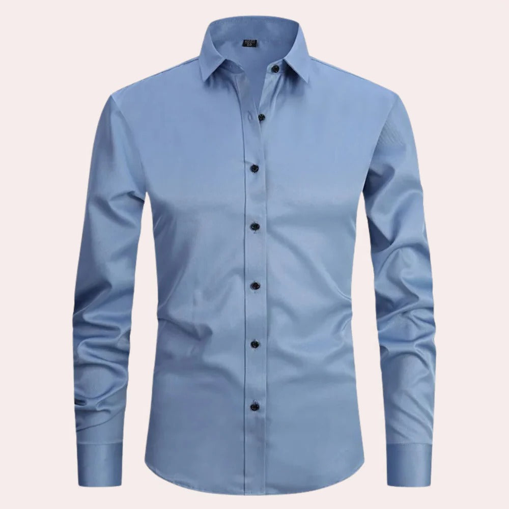Men's Stretch Shirt with Breathable Fabric and Formal Casual Versatility