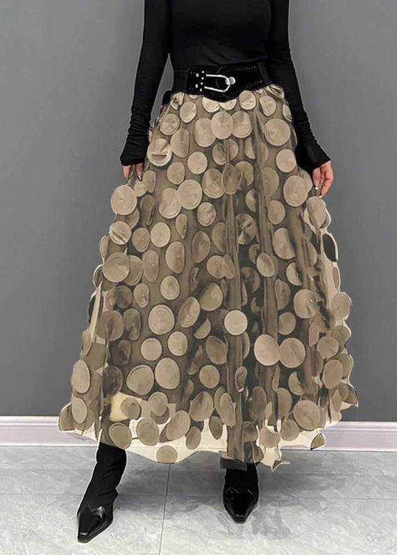 Polka Dot Tulle Skirt with Elastic Waist and Flowing Patchwork Design