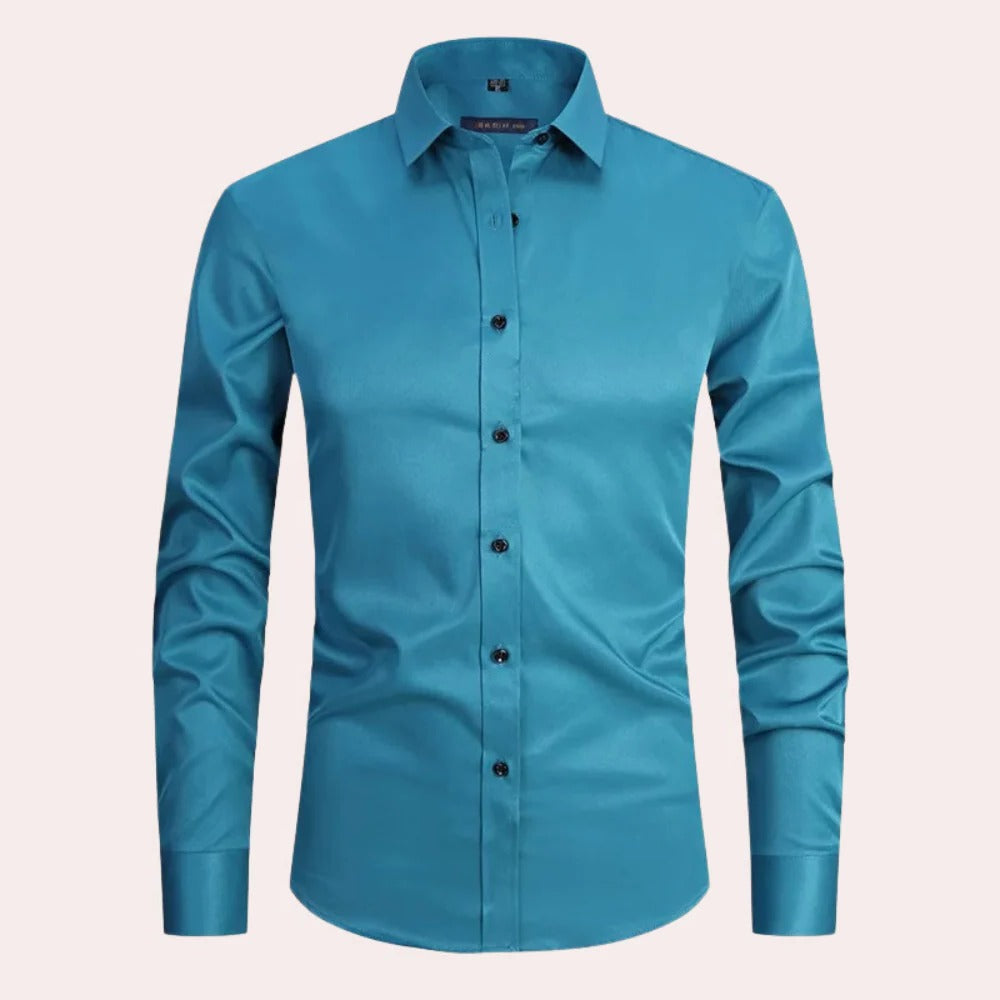 Men's Stretch Shirt with Breathable Fabric and Formal Casual Versatility