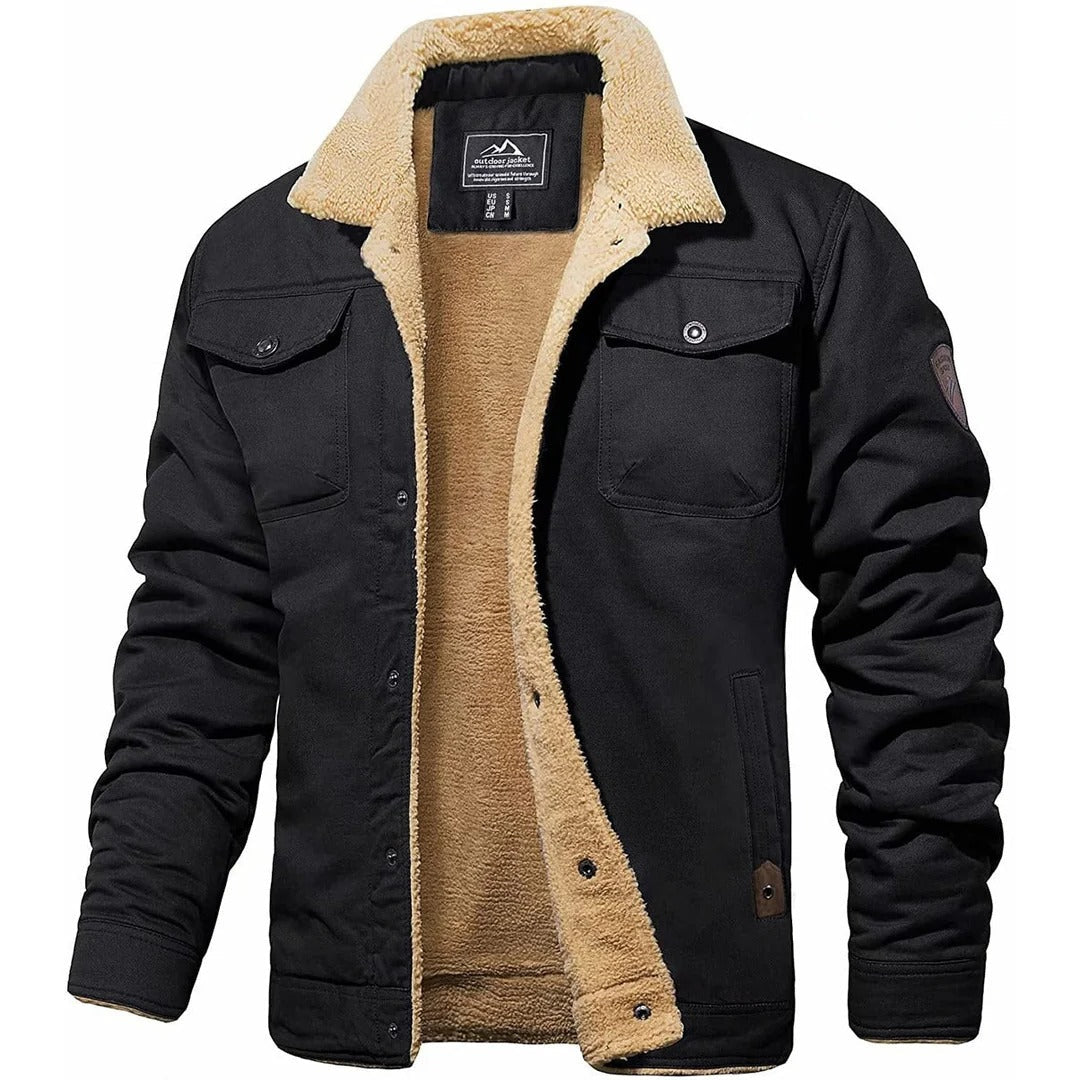 Men's Bomber Jacket with Ribbed Knit Trim and Front Zipper, Vintage Winter Style
