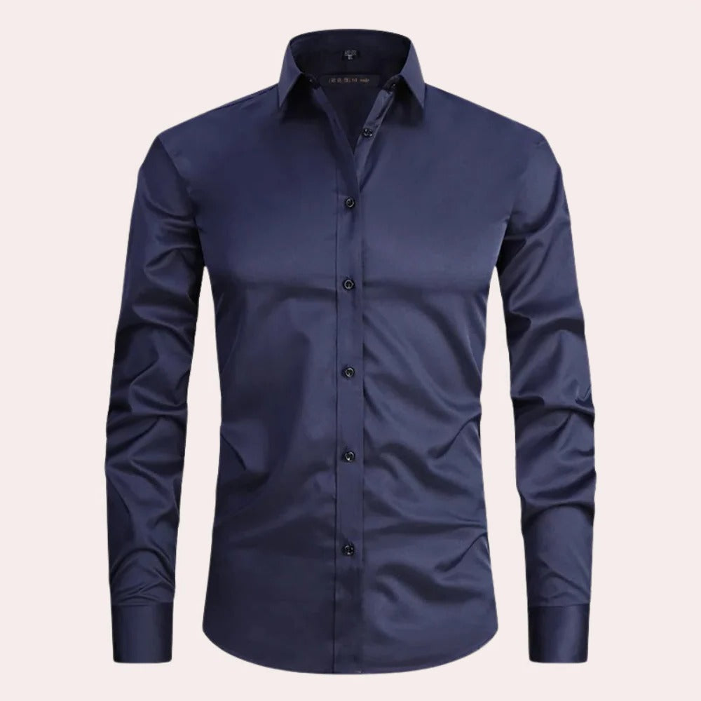 Men's Stretch Shirt with Breathable Fabric and Formal Casual Versatility