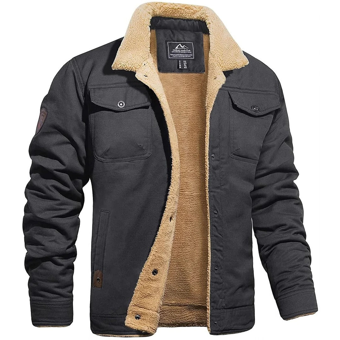Men's Bomber Jacket with Ribbed Knit Trim and Front Zipper, Vintage Winter Style