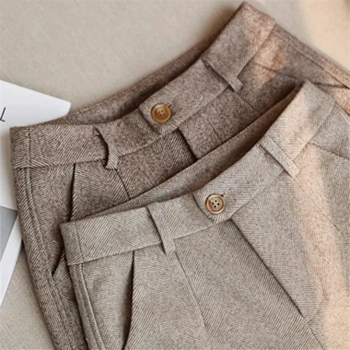 Tailored Pants with Tapered Leg and Flat Waistband