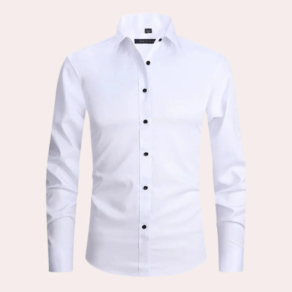 Men's Stretch Shirt with Breathable Fabric and Formal Casual Versatility