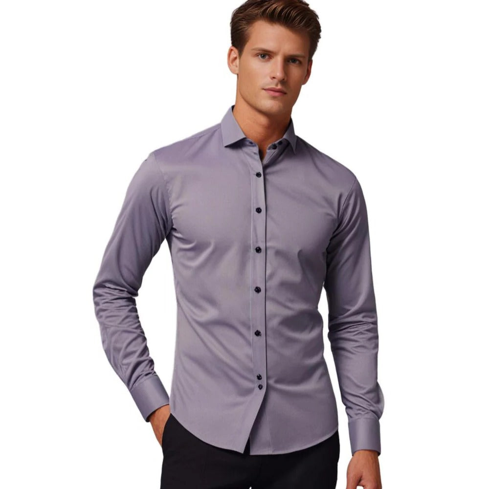 Men's Stretch Shirt with Breathable Fabric and Formal Casual Versatility
