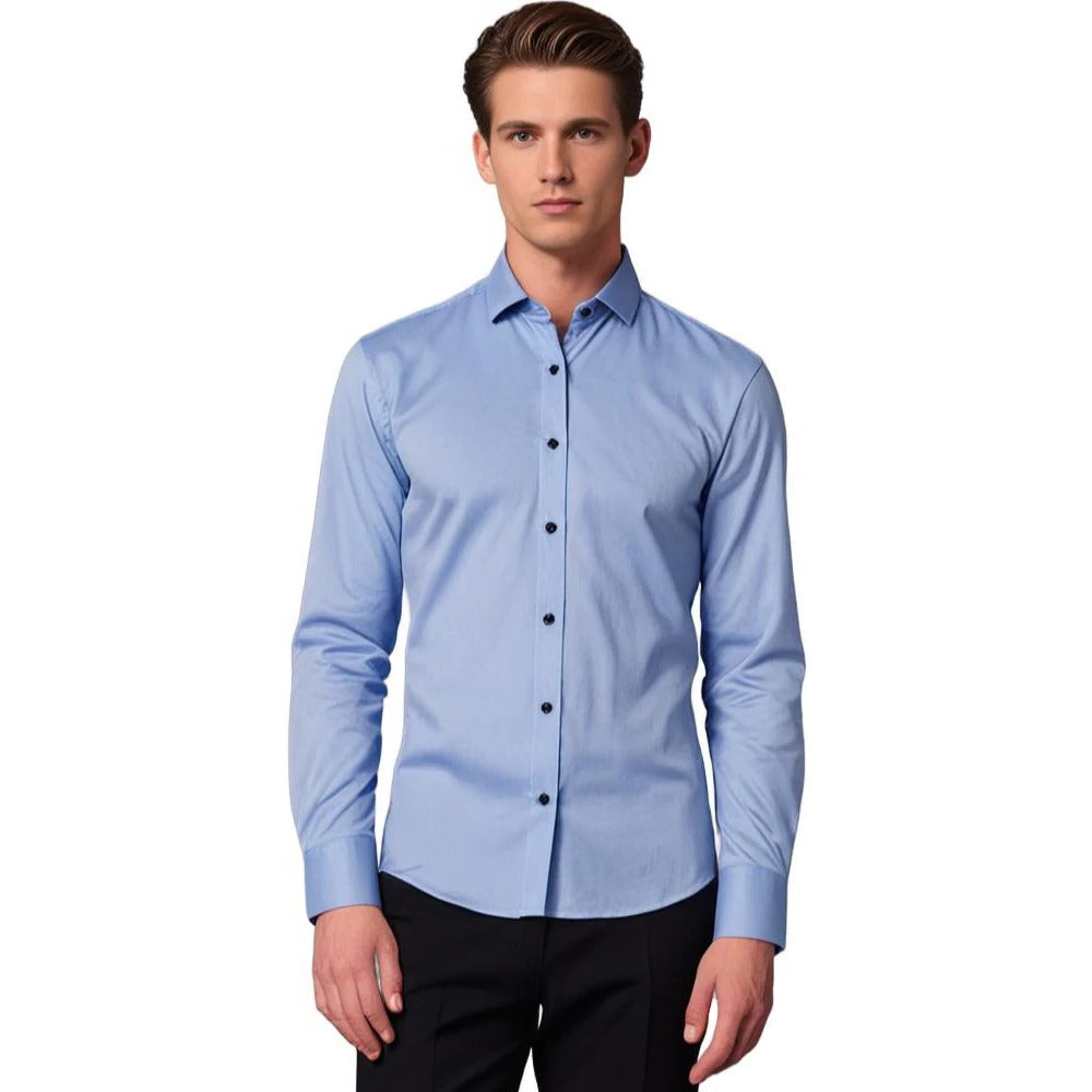 Men's Stretch Shirt with Breathable Fabric and Formal Casual Versatility