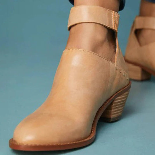 Womens Cutout Heeled Ankle Boots