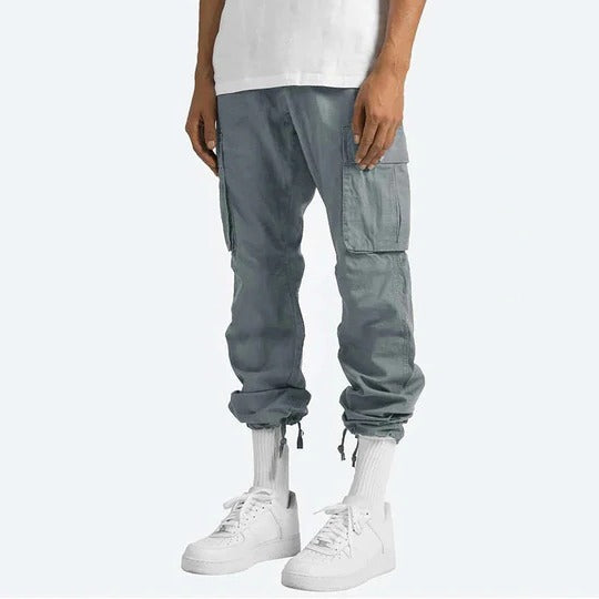 Mens Straight Fit Cargo Pants with Multiple Pockets and Secure Closures