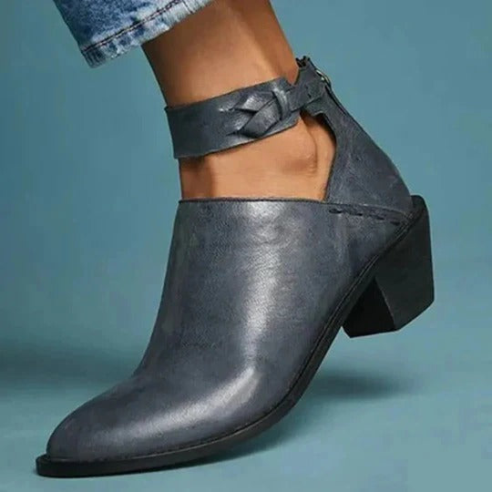 Womens Cutout Heeled Ankle Boots
