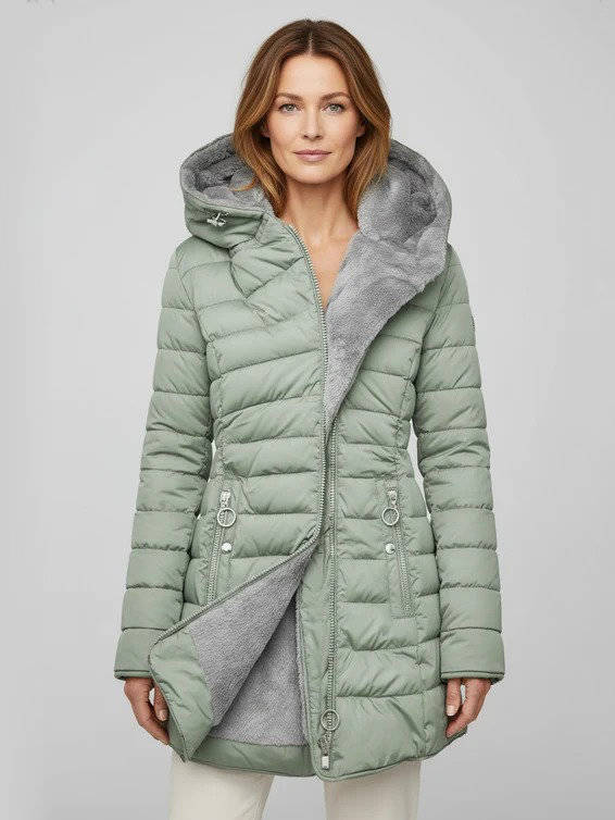 Women's Fur Hooded Puffer Coat, Long Quilted Winter Jacket, Warm Insulated Winter Outerwear