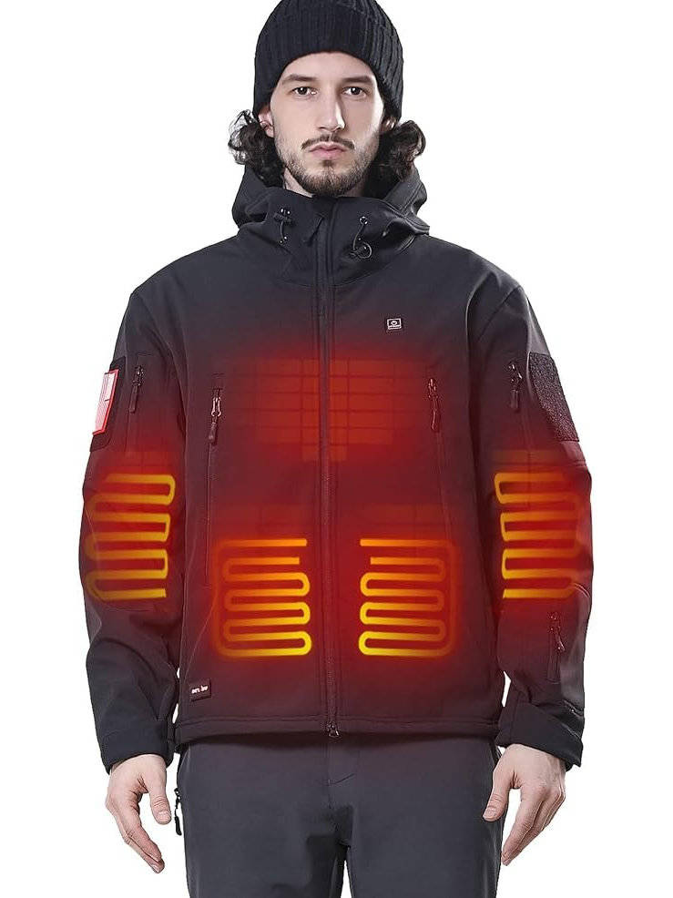 Heated Jacket for Men, 12V Battery Powered Electric Heated Coat for Outdoor Winter Use