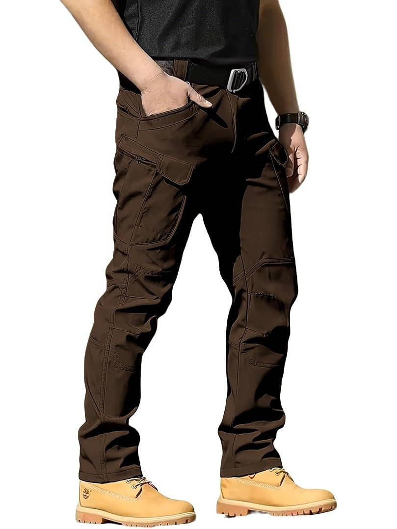 Mens Weatherproof Work Pants, Stretch Waterproof Cargo Pants, Durable Hiking Work Trousers with Multiple Pockets