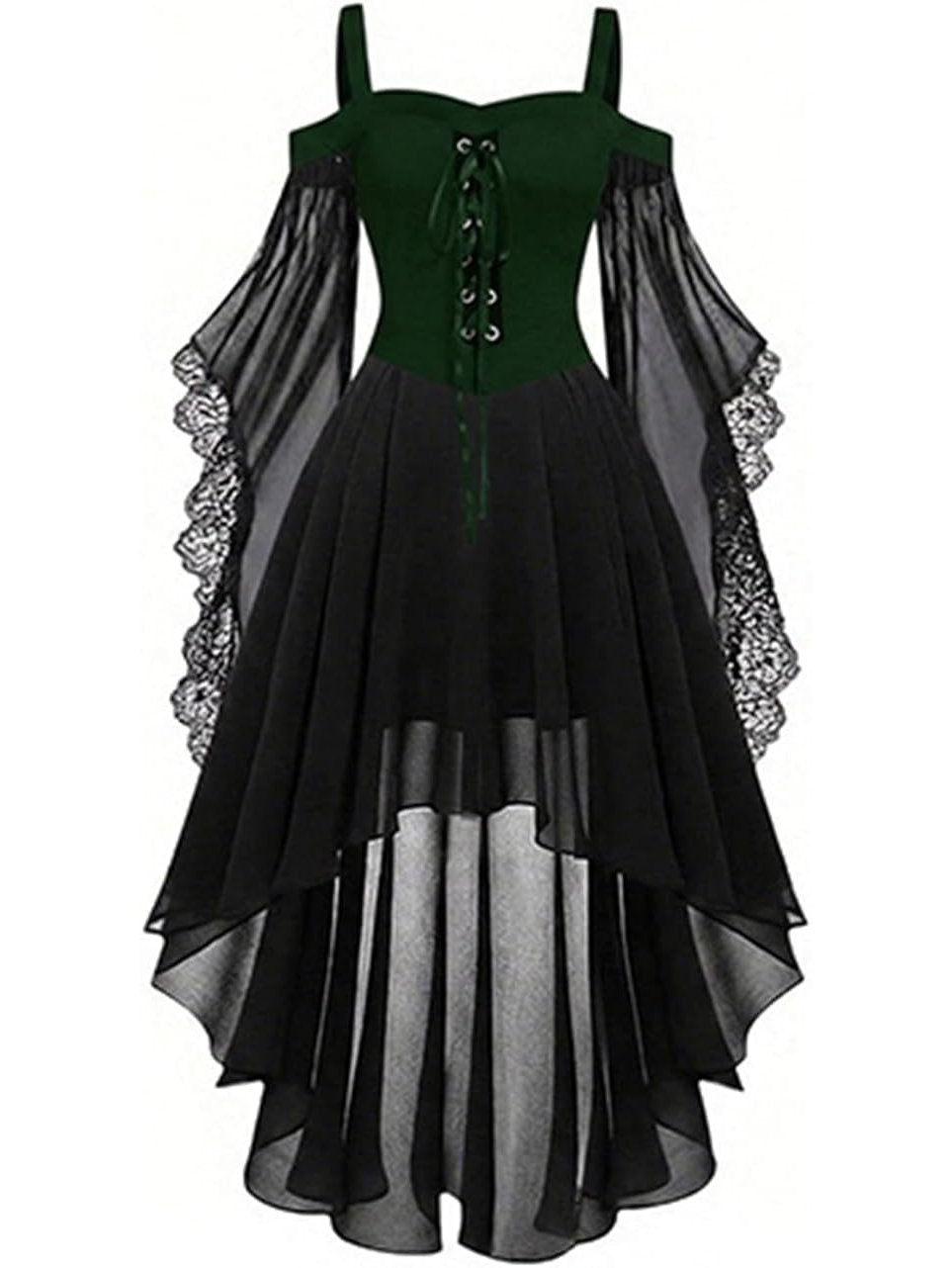 Witch Costume for Women, 2026 Halloween Dress with Butterfly Sleeve Mesh Gothic Renaissance Vampire Design