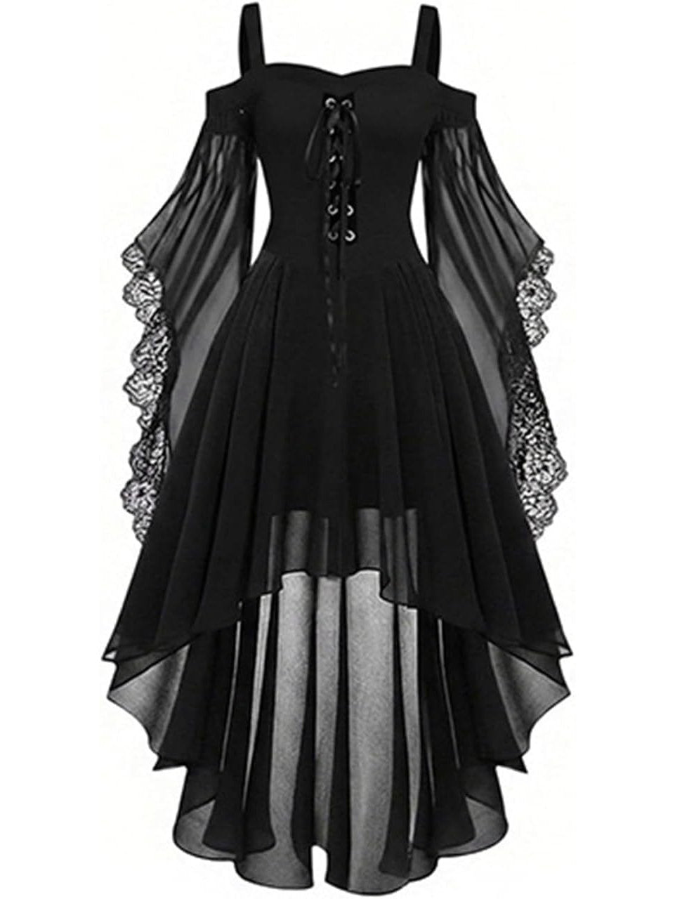 Witch Costume for Women, 2026 Halloween Dress with Butterfly Sleeve Mesh Gothic Renaissance Vampire Design