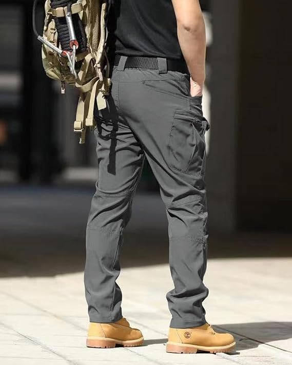 Mens Weatherproof Work Pants, Stretch Waterproof Cargo Pants, Durable Hiking Work Trousers with Multiple Pockets