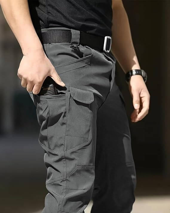 Mens Weatherproof Work Pants, Stretch Waterproof Cargo Pants, Durable Hiking Work Trousers with Multiple Pockets