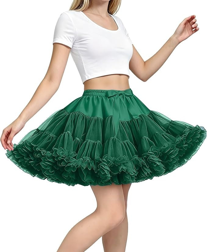 Women's Petticoat Skirt, 3 Layer Tulle Underskirt, Elastic Waist Tutu for Dresses