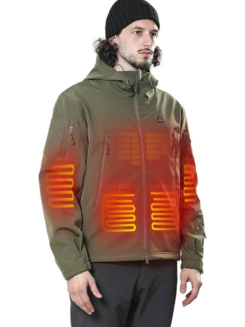 Heated Jacket for Men, 12V Battery Powered Electric Heated Coat for Outdoor Winter Use