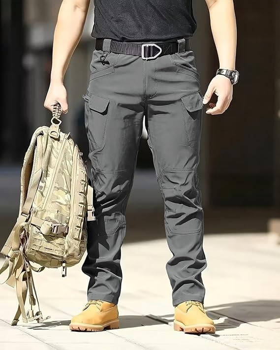 Mens Weatherproof Work Pants, Stretch Waterproof Cargo Pants, Durable Hiking Work Trousers with Multiple Pockets