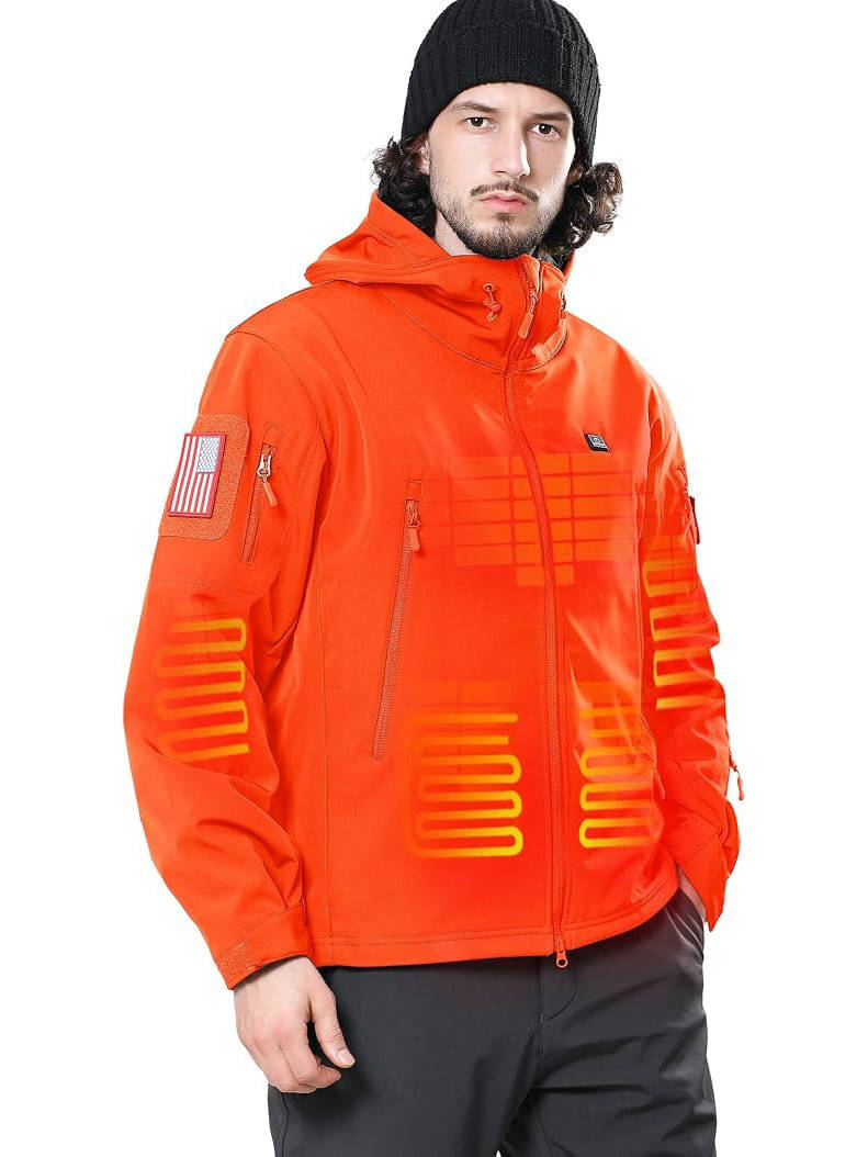 Heated Jacket for Men, 12V Battery Powered Electric Heated Coat for Outdoor Winter Use