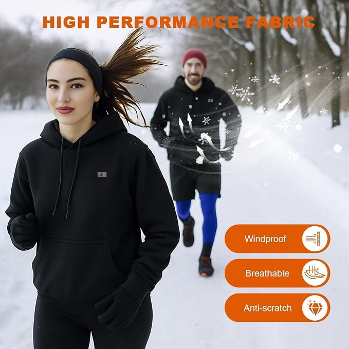 Heated Hoodie for Men & Women, Fleece Lined, Battery Powered with 20000mAh Battery