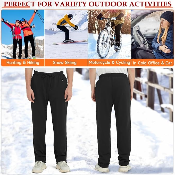 Heated Pants for Men & Women, 8 Heating Zones USB Electric Sweatpants for Winter Warmth