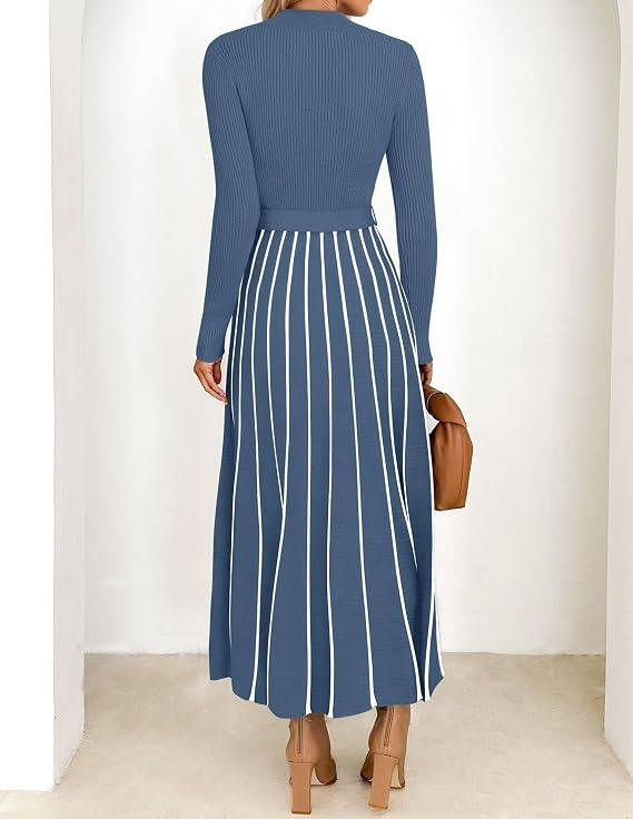 Womens Sweater Maxi Dress, Long Sleeve Fall Dress, Cozy Knit Winter Occasion Wear