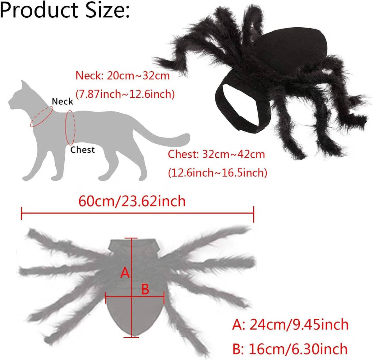 Halloween Spider Costume for Dogs and Cats, Adjustable Velcro Pet Costume for Small and Medium Dogs and Cats