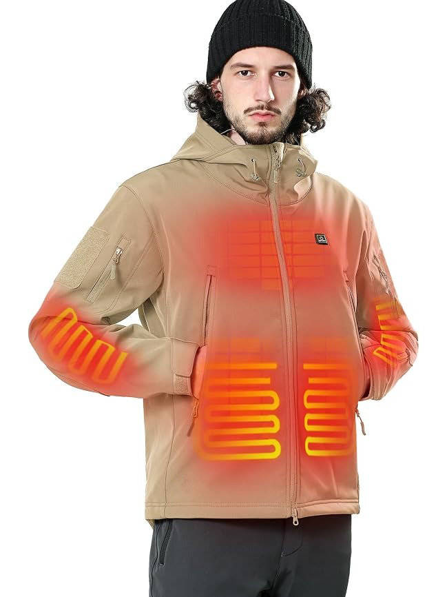 Heated Jacket for Men, 12V Battery Powered Electric Heated Coat for Outdoor Winter Use