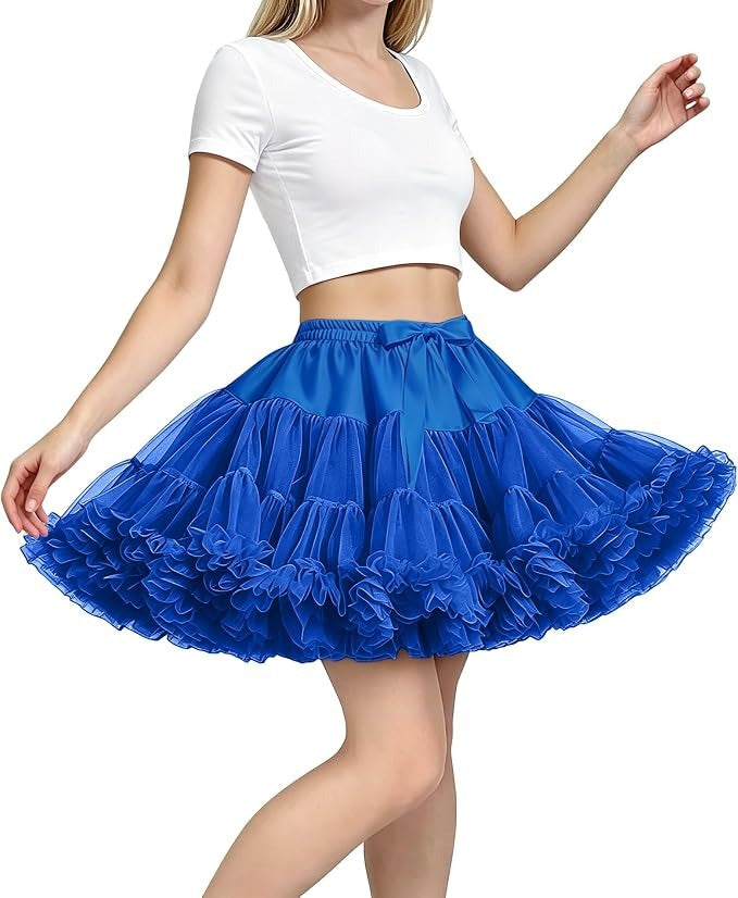 Women's Petticoat Skirt, 3 Layer Tulle Underskirt, Elastic Waist Tutu for Dresses