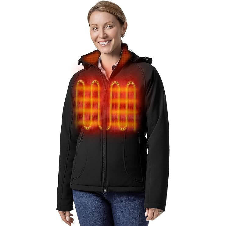 Women's Heated Jacket, Classic Shell Coat with Battery Powered Heating for Cold Weather