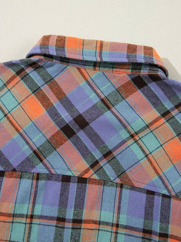 Plaid Flannel Shirts for Women, Buffalo Plaid Oversized Long Sleeve Casual Button Down Blouse Top