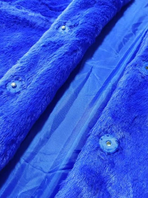 Womens Faux Fur Winter Coat, Warm Lapel Collar Lined Button Front Jacket