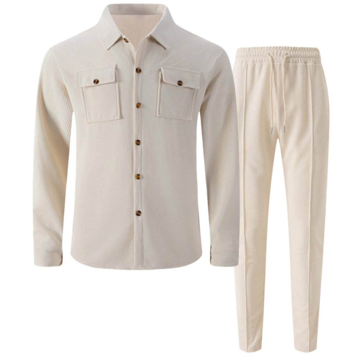 Mens 2 Piece Sweatsuit Set, Waffle Plaid Jacquard Jacket Top and Casual Pants, Fall Fashion Outfit