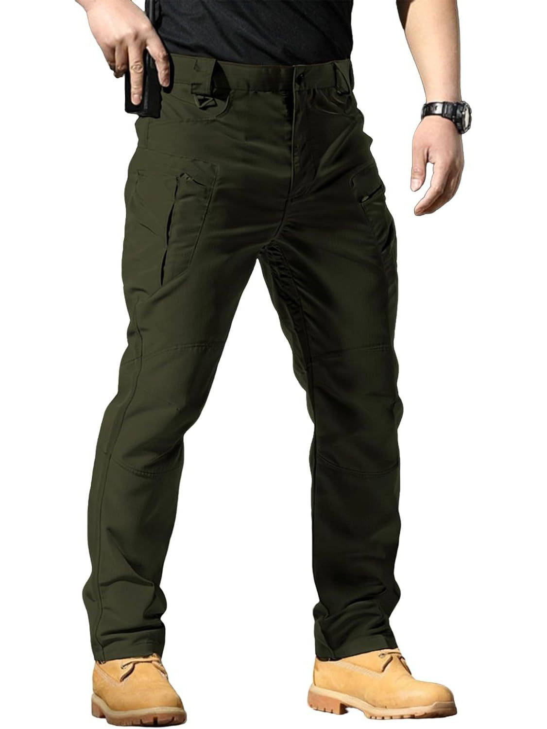 Mens Weatherproof Work Pants, Waterproof Ripstop Cargo Pants, Lightweight Stretch Hiking Outdoor Work Trousers