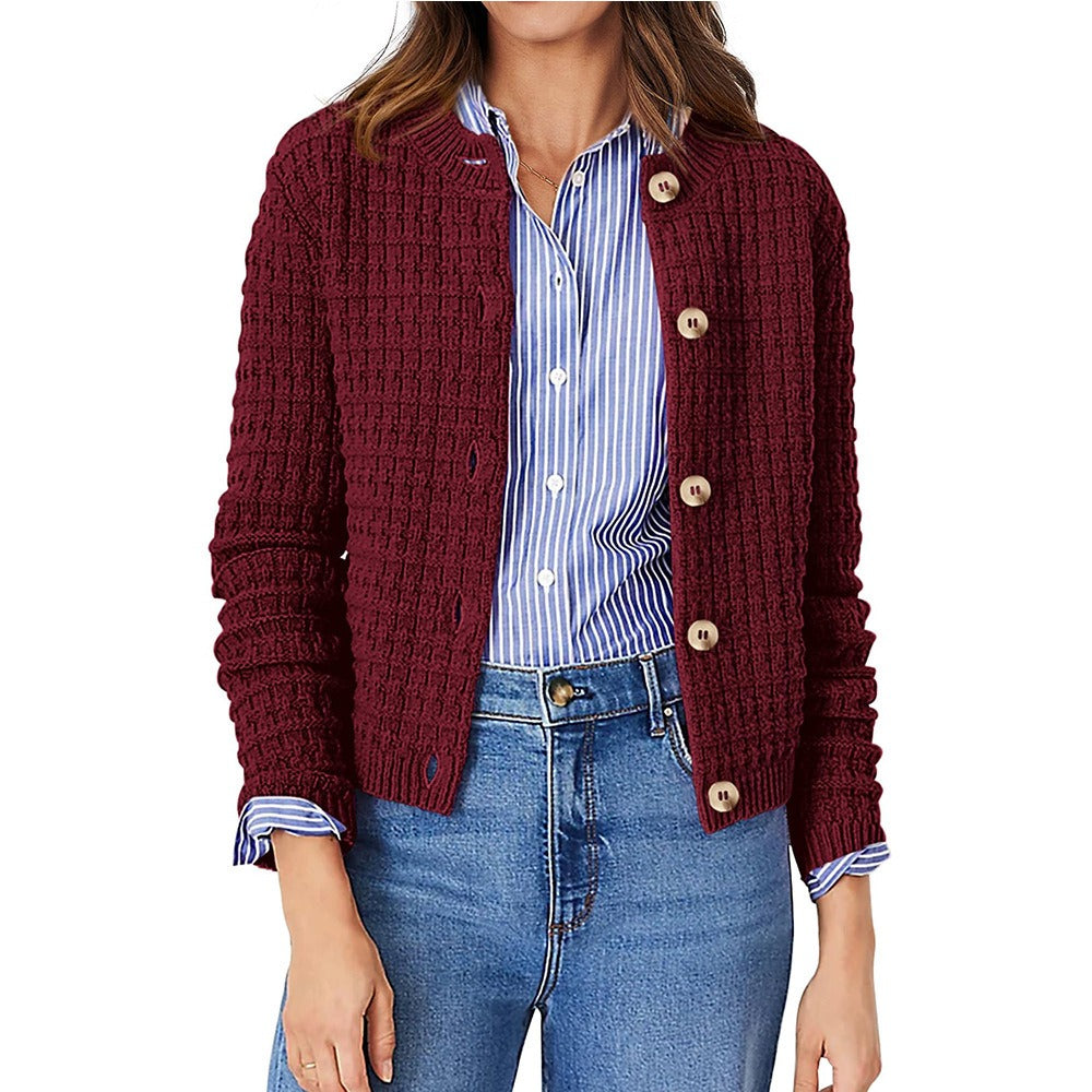 Womens Fall Lightweight Cardigan Sweater, Cozy Knit Cotton Long Sleeve Button Up Open Front