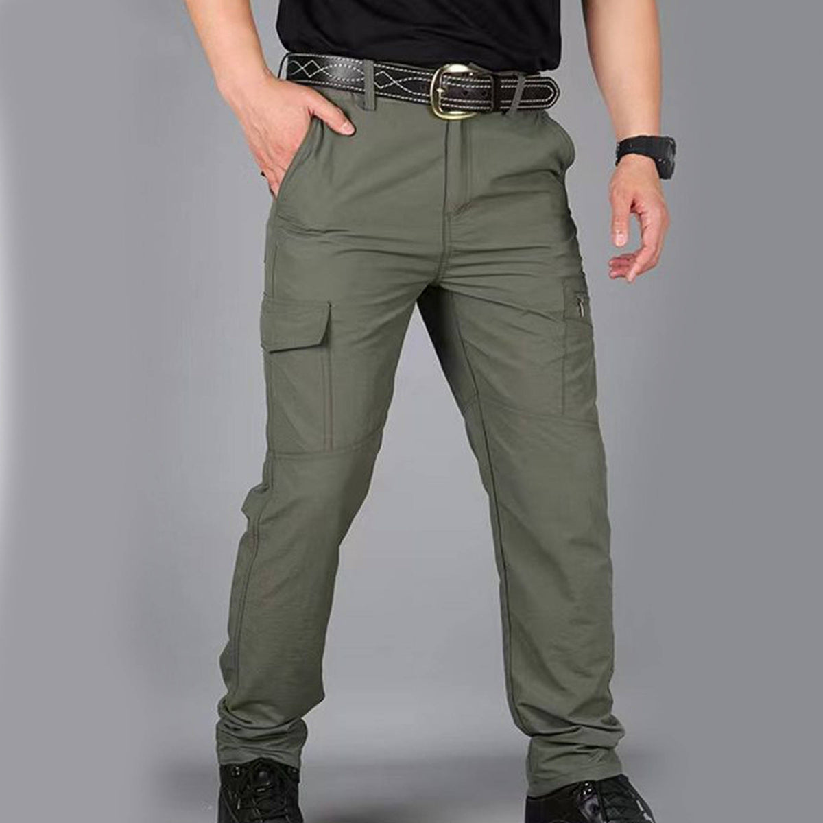 Mens Weatherproof Work Pants, Waterproof Lightweight Cargo Pants, Durable Outdoor Utility Trousers