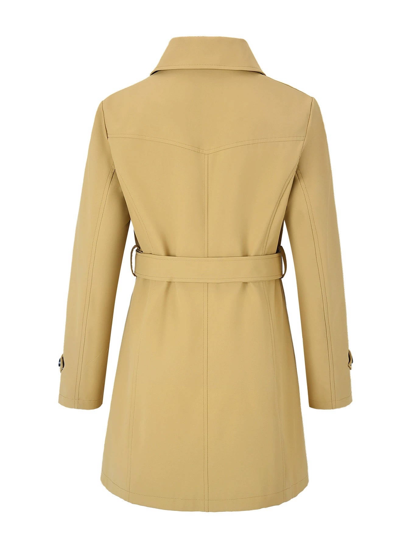 Womens Trench Coat, Classic Lapel, Belted Outerwear