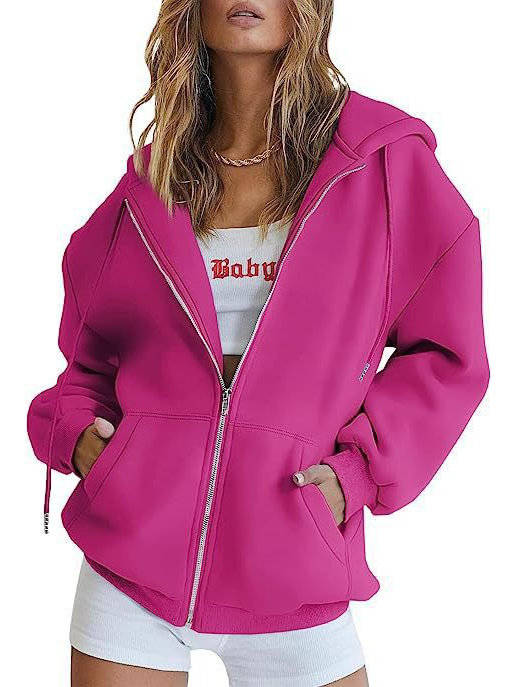 Women's Zip Up Hoodies, 2026 Oversized Sweatshirt, Spring Fall Layering Jacket with Pockets, Casual Track Outfit, Cozy Fleece Winter Clothes